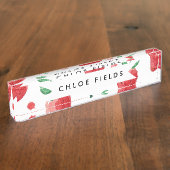 Waterverf aardbeien Roze en rode bessen Naambordje (Zijkant)