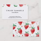 Waterverf aardbeien Roze en rode bessen Visitekaartje (Voorkant / Achterkant)