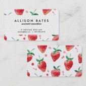 Waterverf aardbeien Roze en rode bessen Visitekaartje (Voorkant / Achterkant)