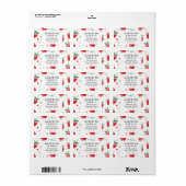 Waterverf aardbeien Roze en rode gekleurde bessen Etiket (Full Sheet)