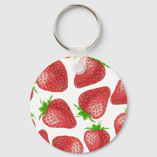 Waterverf aardbeien sleutelhanger (Voorkant)
