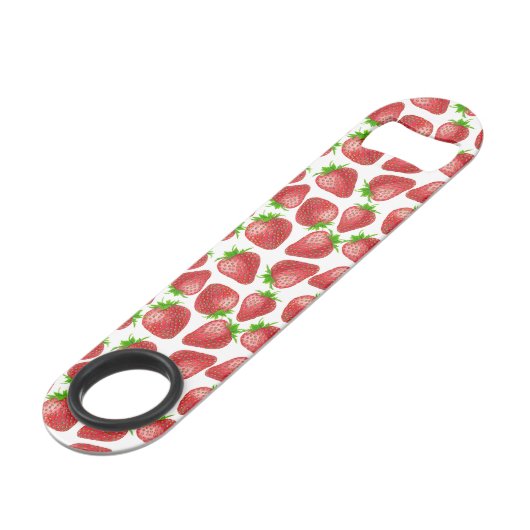 Waterverf aardbeien speed flessenopener (Voorkant Gekanteld)