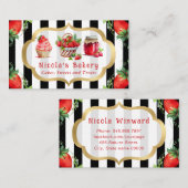 Waterverf aardbeien taarten en jam bakkerij visitekaartje (Voorkant / Achterkant)