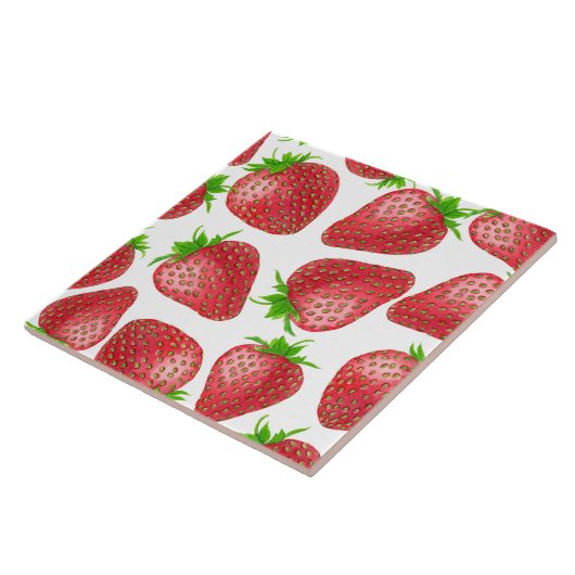 Waterverf aardbeien tegeltje (Zijkant)