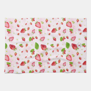 Waterverf aardbeien theedoek