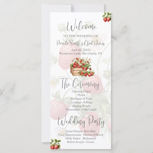 Waterverf Aardbeien Trouwprogramma (Voorkant)