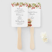 Waterverf Aardbeien Trouwprogramma Handwaaier (Voorkant en achterkant)