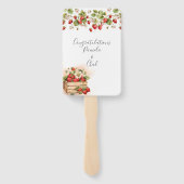 Waterverf Aardbeien Trouwprogramma Handwaaier (Achterkant)