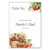 Waterverf Aardbeien Trouwtafel Nummer Kaart (Achterkant)