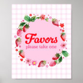 Waterverf aardbeien verjaardagsfeestje gunst poster (Voorkant)