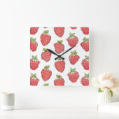 Waterverf aardbeien vierkante klok (Huis)