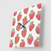 Waterverf aardbeien vierkante klok (Hoek)