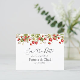 Waterverf Aardbeien Wedding Save the Date Briefkaart