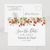 Waterverf Aardbeien Wedding Save the Date Briefkaart (Voorkant / Achterkant)