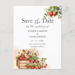 Waterverf Aardbeien Wedding Save the Date Briefkaart