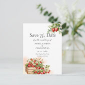 Waterverf Aardbeien Wedding Save the Date Briefkaart (Staand voorkant)