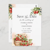 Waterverf Aardbeien Wedding Save the Date Briefkaart (Voorkant / Achterkant)