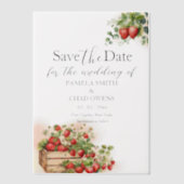 Waterverf Aardbeien Wedding Save the Date Vellum Uitnodigingen (Voorkant)