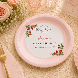 Waterverf Aardbeien Wondere Baby Shower Papieren Bordje