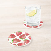 Waterverf aardbeien zandsteen onderzetter (Zijkant)