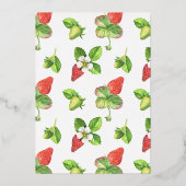 Waterverf aardbeien ZomerBaby shower Folie Uitnodiging (Achterkant)