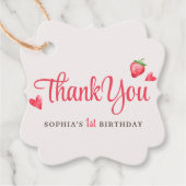 Waterverf aardbeienbes Eerste Verjaardag Bedankjes Labels (Voorkant)