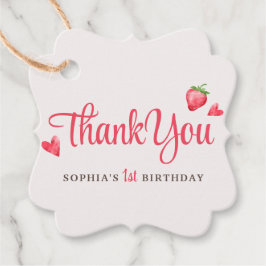 Waterverf aardbeienbes Eerste Verjaardag Bedankjes Labels