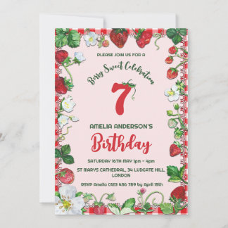 Waterverf Aardbeienbes Sweet Birthday Kaart