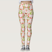 Waterverf Aardbeienbloesempatroon Leggings (Voorkant)