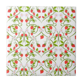 Waterverf Aardbeienbloesempatroon Tegeltje