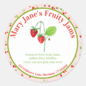 Waterverf aardbeienboerenmarkt ronde sticker (Voorkant)