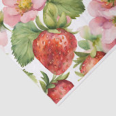 Waterverf Aardbeienfruit en roze bloemen Tissuepapier (Detail)