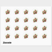 Waterverf Aardbeienfruit met bloemen Ronde Sticker (Vel)