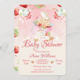 Waterverf aardbeienhoudend Baby Melk Baby shower Kaart