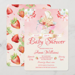 Waterverf aardbeienhoudend Baby Melk Baby shower Kaart