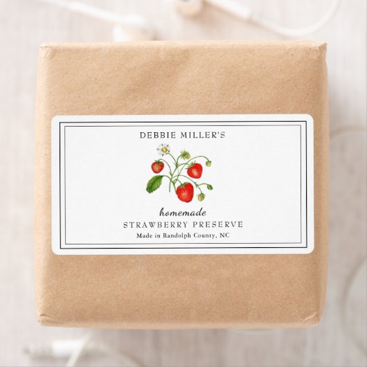 Waterverf Aardbeienjam / Jam Etiket (Insitu)