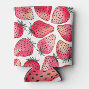 Waterverf aardbeienpatroon. blikjeskoeler