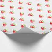 Waterverf aardbeienpatroon cadeaupapier (Hoek)