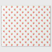Waterverf aardbeienpatroon cadeaupapier (Vlak)