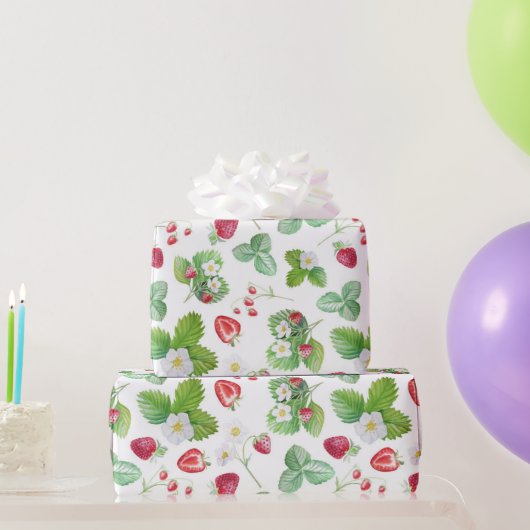 Waterverf aardbeienpatroon cadeaupapier (Feestgeschenken)