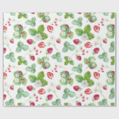 Waterverf aardbeienpatroon cadeaupapier (Vlak)