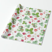 Waterverf aardbeienpatroon cadeaupapier (Uitgerold)