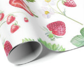 Waterverf aardbeienpatroon cadeaupapier (Rol Hoek)