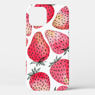 Waterverf aardbeienpatroon. Case-Mate iPhone case