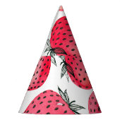 Waterverf aardbeienpatroon. feesthoedjes (Links)