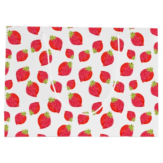 Waterverf aardbeienpatroon groot cadeauzakje (Achterkant)
