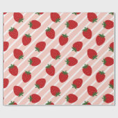 Waterverf Aardbeienpatroon Inpakpapier (Vlak)