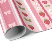 Waterverf Aardbeienpatroon Inpakpapier (Rol Hoek)