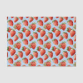 Waterverf aardbeienpatroon lichtblauwe decoupage tissuepapier (Voorkant)