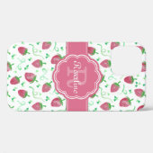 Waterverf aardbeienpatroon met monogram Case-Mate iPhone case (Achterkant (horizontaal))